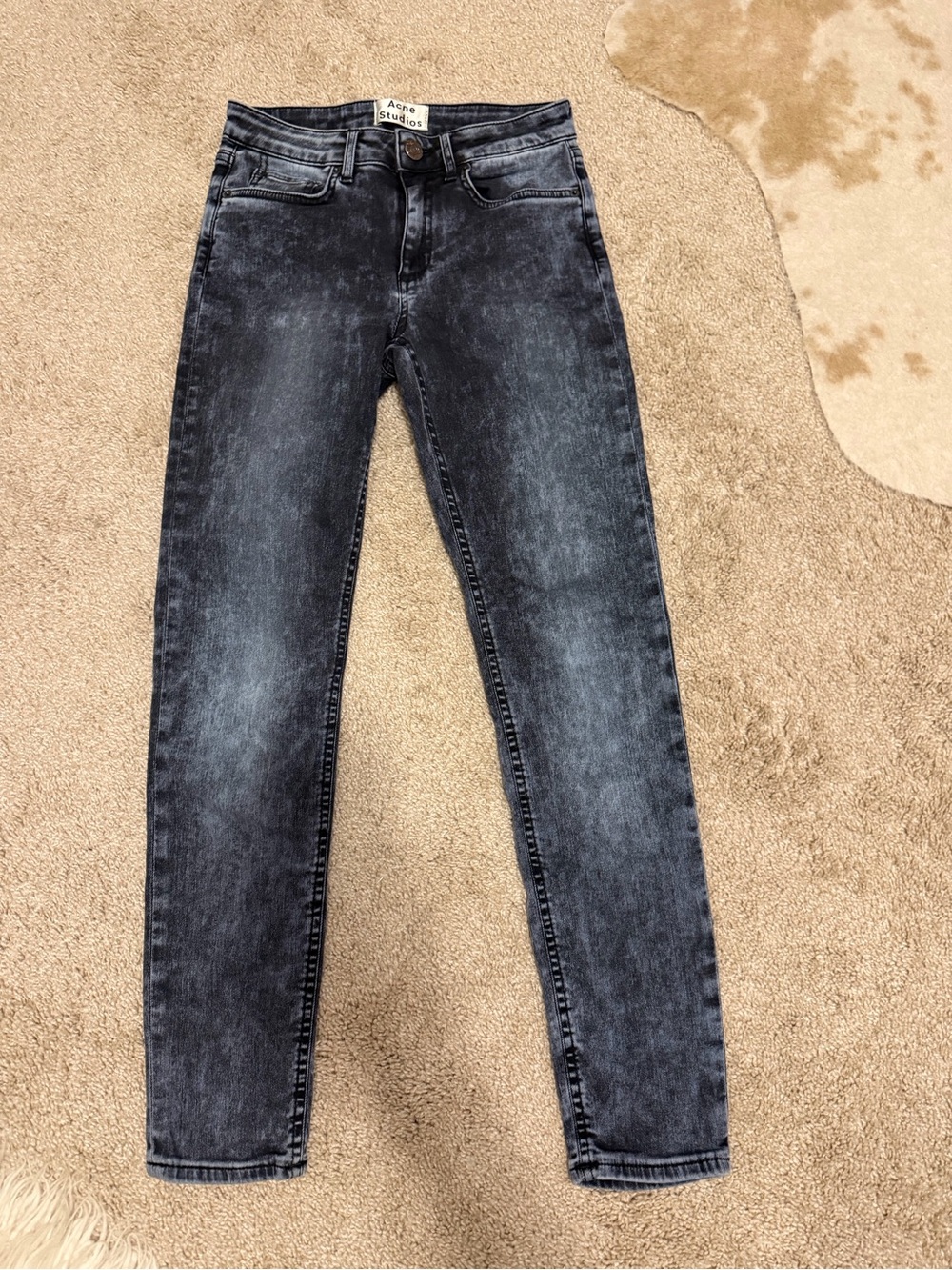Acne Studios Washed Black Straight Leg Jeans size 25 retails $550+